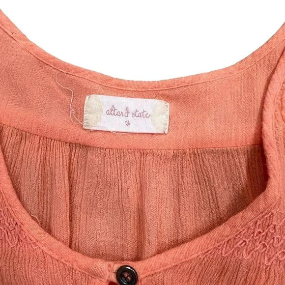 Altar’d State Coral Pink Lace Detail Boho Blouse M - Picture 4 of 5